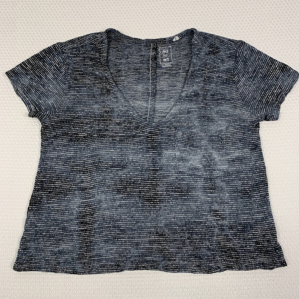 Me to We PacSun Cropped Thin Knit Top Womens XS Heather Gray V Neck Short Sleeve